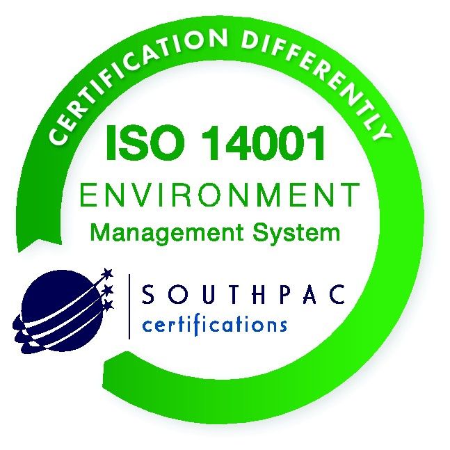 ISO 14001 Environment Management System — certified by Southpac Certifications